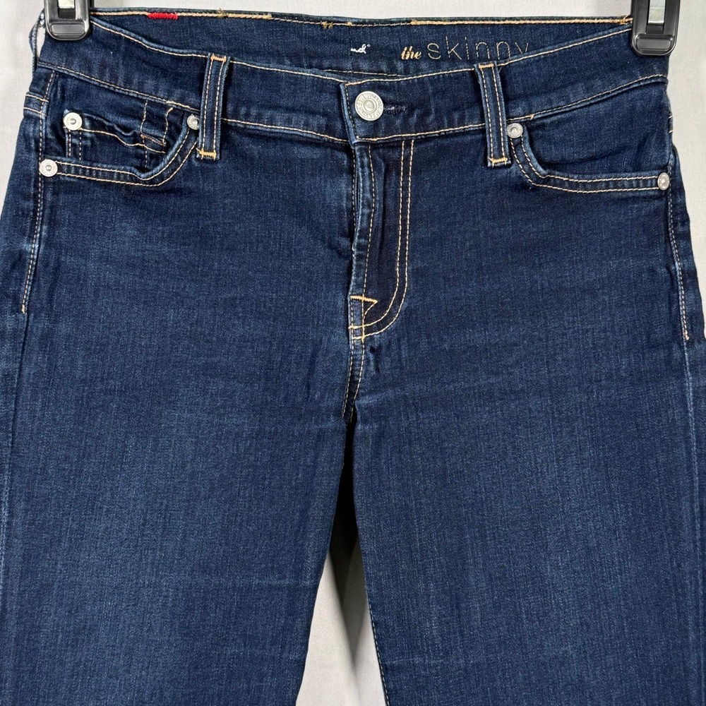 7 For All Mankind The Skinny Jeans‎ Womens 27 Dark Wash Indigo Low Rise Denim - Picture 3 of 10
